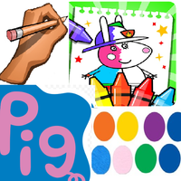 Coloring Pig Pepe Paint Cards