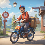 Profession mailman on a bike