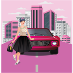 Fashionable Girls Car Racing