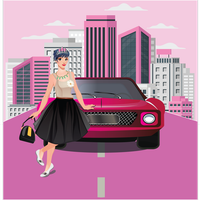 Fashionable Girls Car Racing