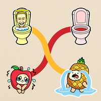 Fruit Cat Rush: Draw to Toilet