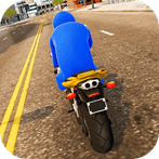 Flying Blue Monster Rainbow 3D