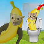 Banana in toilte: cat dob dob