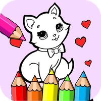 coloring little cat and dog