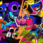 Running Blue Rianbow Friends