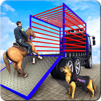 US Police Dogs Transport Horse