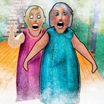 Frozen granny in scary game