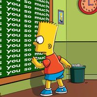 Bart writes on the blackboard