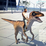 Dinosaur indian bike driving