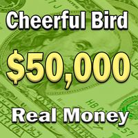 Cheerful bird. Get money.