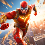 Flying hero iron superhero man