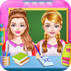 Twins Sisters Girls School Day
