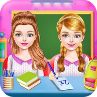 Twins Sisters Girls School Day