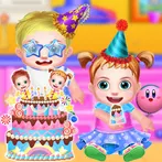 Twins Baby Birthday Cake Party