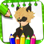 Cat coloring superhero Noir