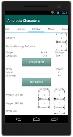 Ambrosia Character Sheets - Screenshot 4