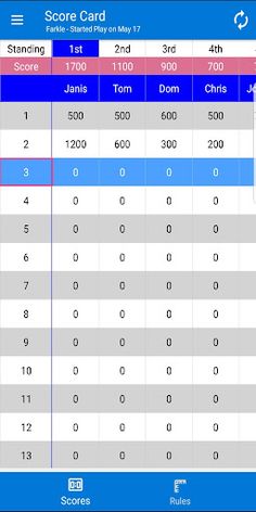 Family Score Card - Screenshot 1