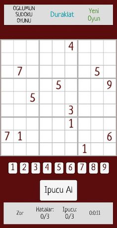 Oğlumun Sudoku Oyunu - Screenshot 1