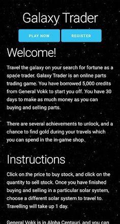 Mindnumb's Galaxy Trader - Screenshot 1