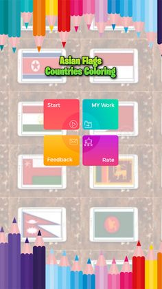 Asian Flags : Coloring Pages - Screenshot 1