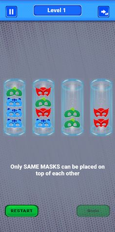 PJ Sort : Masks order puzzle - Screenshot 4