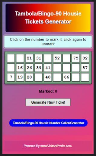 Tambola/Bingo TicketsGenerator - Screenshot 3