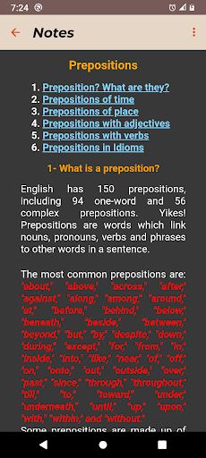English Prepositions - Screenshot 2