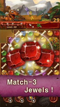 Jewels Dino Age: Match3 Puzzle - Screenshot 1