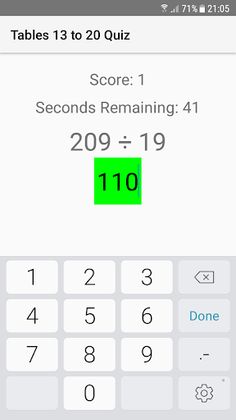Maths Tables quiz 13 to 20 - Screenshot 3