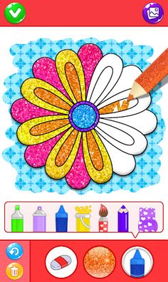 Glitter Flowers Coloring Book - Screenshot 1