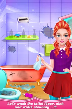 School Girls New Year Home Cle - Screenshot 1