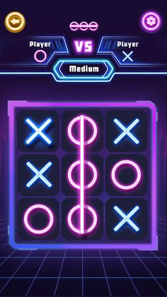Tic Tac Toe 2 Player: XO Glow - Screenshot 1