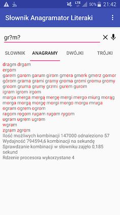 Słownik Anagramator Literaki - Screenshot 2