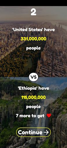 Higher Lower Game: Population - Screenshot 1