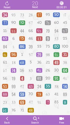 Find numbers - Schulte table - Screenshot 2