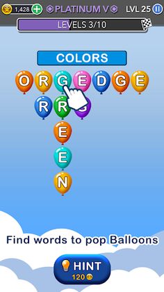 Word Balloons Swipe Word Games - Screenshot 2