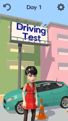 Driving Test-3D car simulation - Screenshot 1