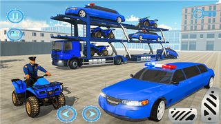 US Police limousine Car Quad Bike Transporter Game - Screenshot 2