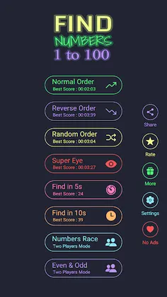 Find numbers: 1 to 100 - Screenshot 1