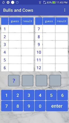 Bulls and Cows - Screenshot 1