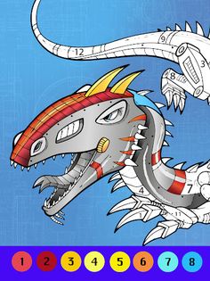 Dino Robot Coloring By Numbers - Screenshot 2