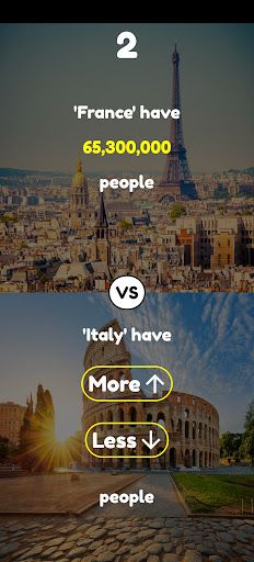 Higher Lower Game: Population - Screenshot 3