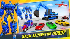Snow Excavator Robot Car Games - Screenshot 2