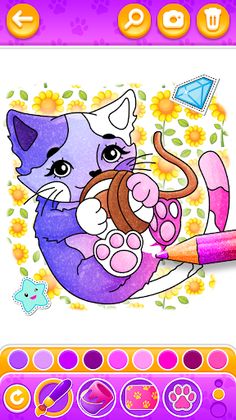 Glitter Kitty Cats Coloring - Screenshot 3