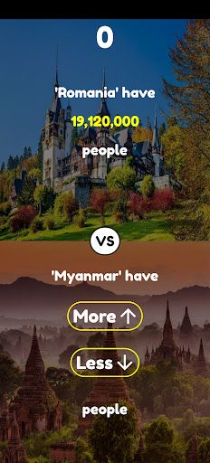 Higher Lower Game: Population - Screenshot 2