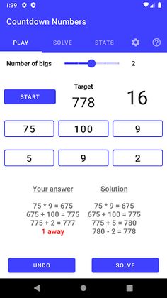 Countdown Numbers - Screenshot 1