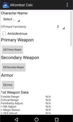 AKDKombatCalc - Screenshot 1