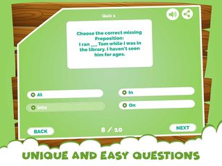 Learning Prepositions Quiz App - Screenshot 2