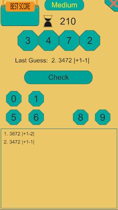 Guess 4 Numbers - Screenshot 2