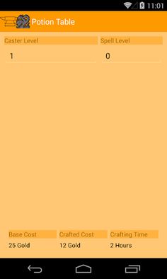 PF RPG Crafting Calculator - Screenshot 1